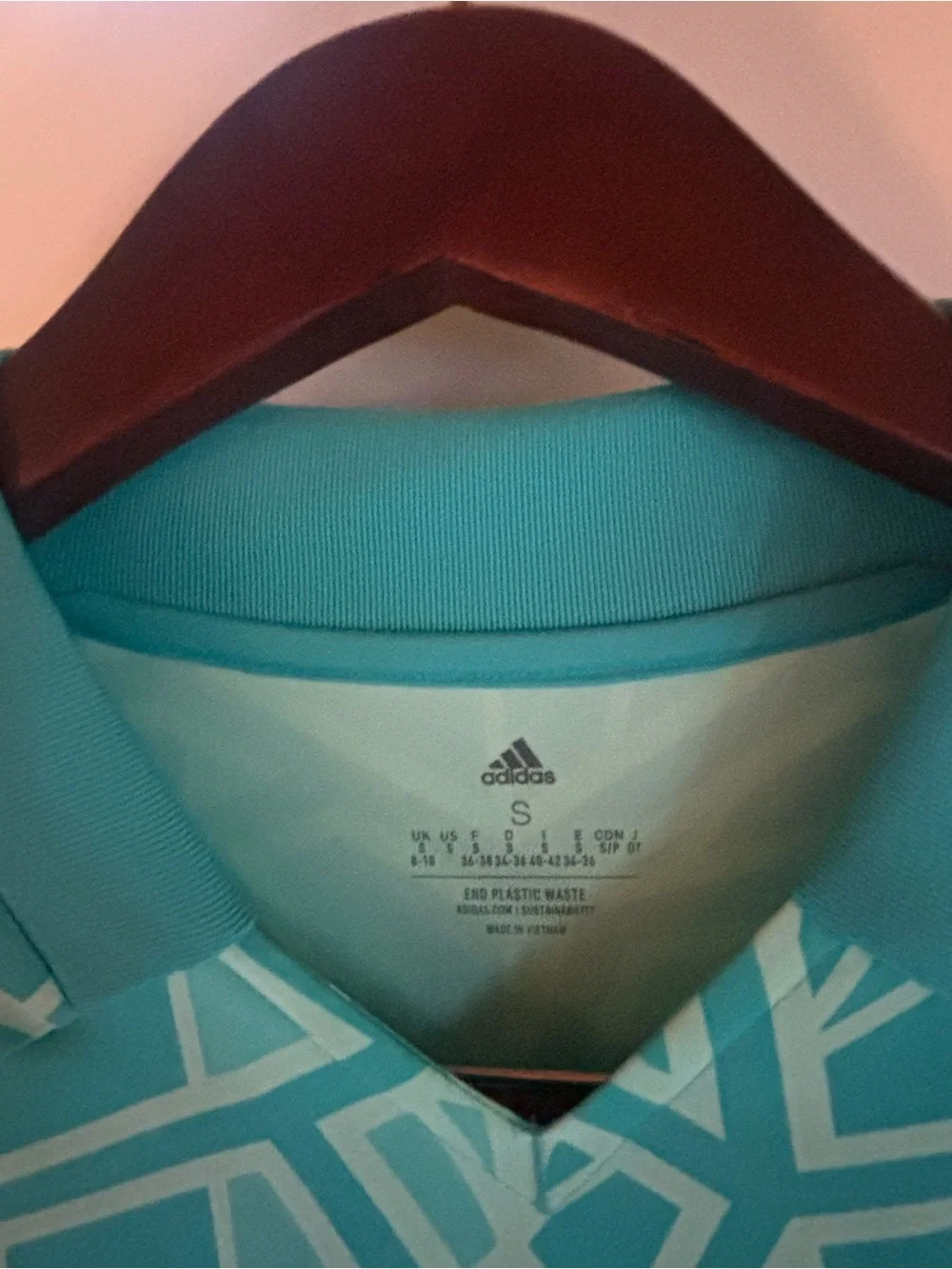 adidas Teal Patterned Keeper Jersey, size small